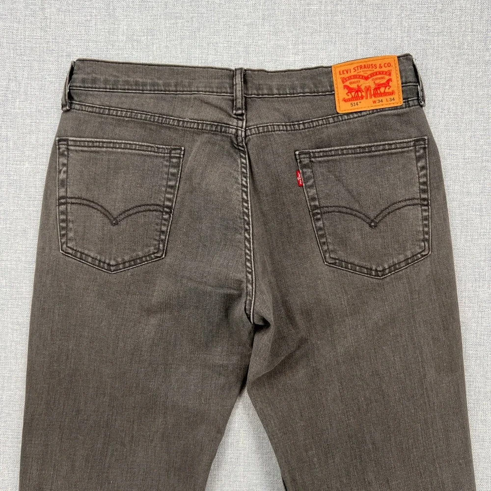 Levis 514 Straight Fit Gray Denim Jeans Mens 34x34‎ Grey Cotton Blend Casual
